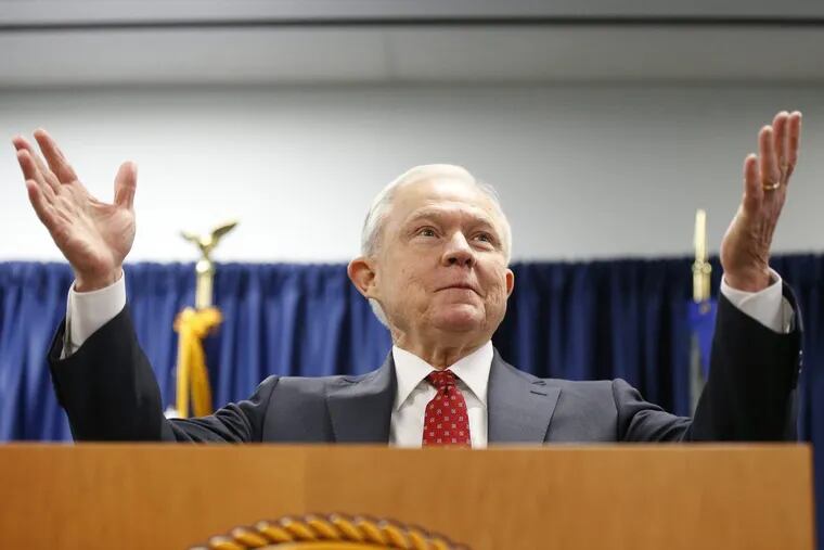 Attorney General Jeff Sessions speaks at the U.S. Attorney's office in Philadelphia on Friday, July 21, 2017.