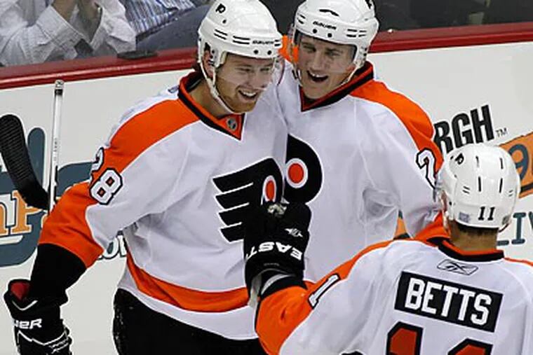 The Flyers started their season by getting three points in two road games.  (Gene J. Puskar/AP)