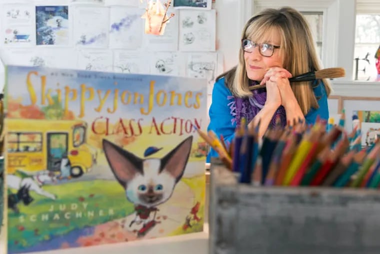 Children's author Judy Schachner in her home studio in Swarthmore on Jan. 23, 2015. (Laurence Kesterson / For The Inquirer)