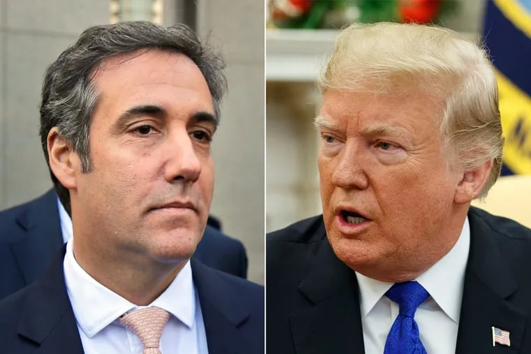 Michael Cohen (left), President Trump's longtime personal attorney and fixer, was sentenced Wednesday to three years in prison.