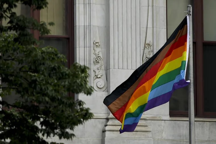 Philadelphia’s inclusive version of the pride flag at City Hall.