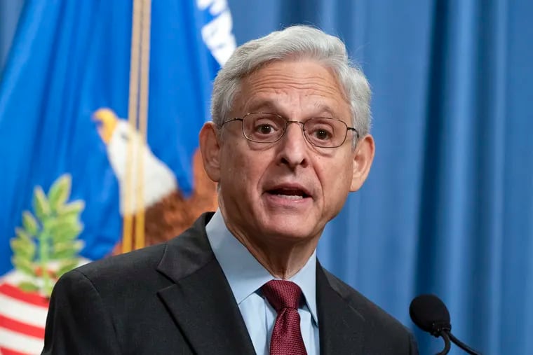 Attorney General Merrick Garland speaks during a news conference at the Department of Justice in Washington last week.