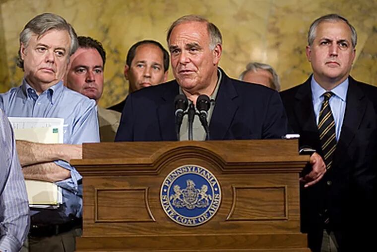 "We've made tremendous progress in education, energy and infrastructure," Gov. Rendell said of the budget the State House passed in the early hours of Monday morning. (Daniel Johnson/The Patriot-News/AP)