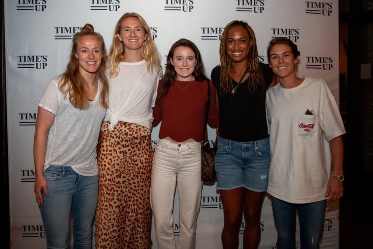 U.S. women's soccer team players (from left to right) Becky Sauerbrunn, Samantha Mewis, Rose Lavelle, Jessica McDonald and Kelley O'Hara met with representatives of Time's Up, an advocacy organization fighting back against sexual assault, harassment and inequality in the workplace.