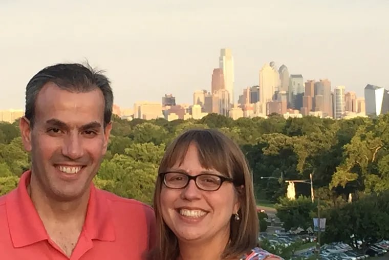 Matthew Anzideo, showing off the Philly skyline with his wife Jennifer Lowman, thought cancer was in his past.