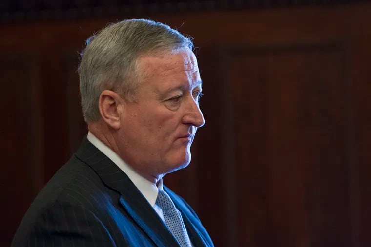 Philadelphia Mayor Jim Kenney speaks at a press conference for the WWF Royal Rumble in the Mayors Reception, Philadelphia City Hall on Tuesday, January 23, 2018.
