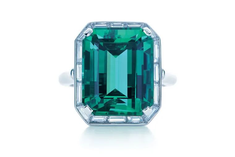 This product image released by Pantone LLC shows a Tiffany emerald and diamond ring. The rich, vibrant shade of emerald green is Pantone LLC's Color of the Year for 2013, beating out all the other shades of the rainbow. (AP Photo/Pantone LLC)