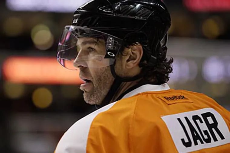 Despite getting injured in the Flyers' last game, Jaromir Jagr played and scored a goal on Thursday night. (Matt Slocum/AP)