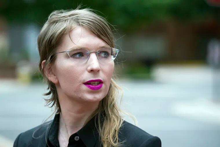 Former Army intelligence analyst Chelsea Manning speaks with reporters after arriving at the federal courthouse in Alexandria, Va., Thursday, May 16, 2019. Manning spoke about the federal court’s continued attempts to compel her to testify in front of a grand jury.