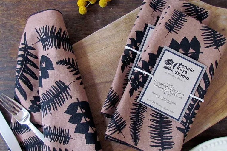 Morris Fern Black Tobacco napkins and placemats available at Art Star and Nice Things Handmade.