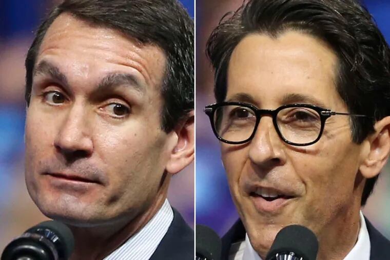 Eugene DePasquale (left) is the Philadelpia Inquirer's choice for Pa. state treasurer. Joe Torsella (right(, is the Inquirer's choice for Pa. auditor general.