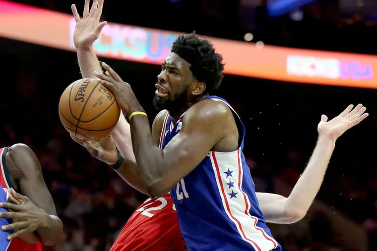 Sixers center Joel Embiid shot 11-for-21 from the field and grabbed five offensive rebounds in Monday’s 117-111 win over Toronto.