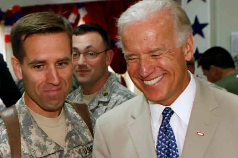 National Guard Capt. Beau Biden in Iraq in 2009 with his dad, Vice President Joe Biden, who was visiting troops near Baghdad.