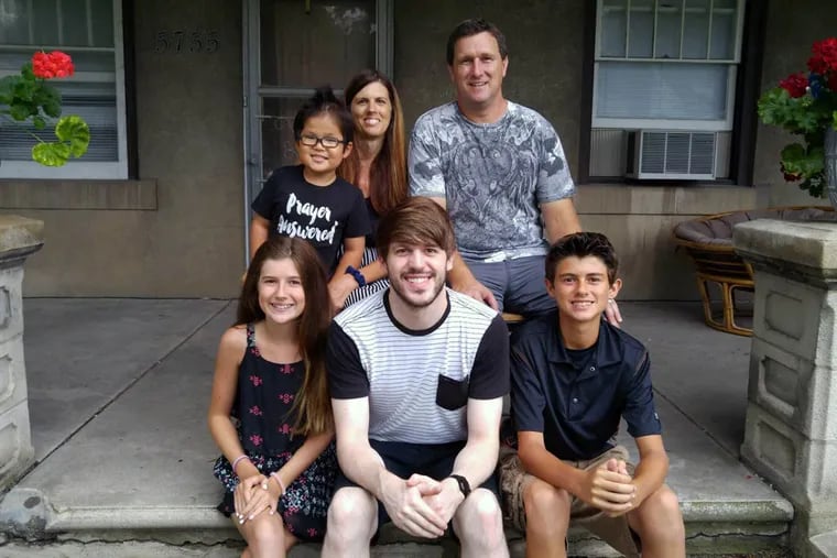The Kunz family: (back row, from left) Dawson, Monica, David; (front, from left) Savannah, Cameron, Nathanial.
