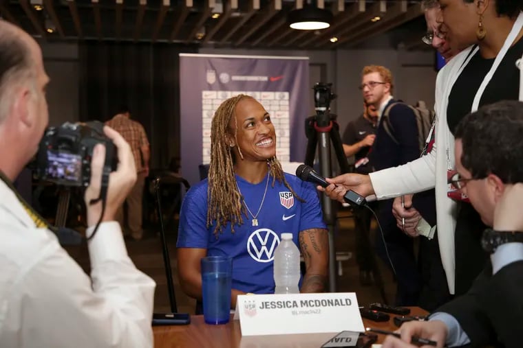 Jessica McDonald is making her World Cup debut for the U.S. women's soccer team at age 31, as the squad’s only mother and one of its defining voices for black women.