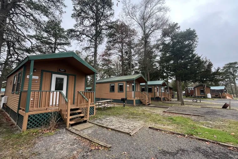 One of the rental cabins at Sea Pirate Campground in West Creek, New Jersey. The campground sits a little over 10 miles from the public beach in Long Beach Island.