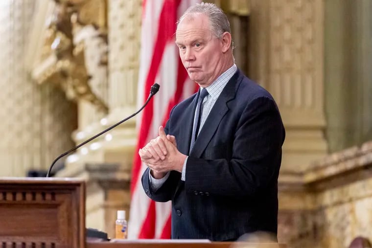 Pennsylvania state House Speaker Mike Turzai (R-Allegheny County) uses hand sanitizer during a legislative session in March.