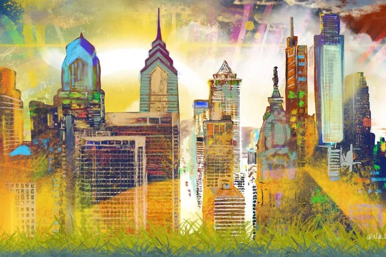 Artist Nile' Livingston's design for "Philly Rising," a Mural Arts "virtual mural" that is being constructed digitally as part of this week's Welcome America festivities from photographs submitted by the public.