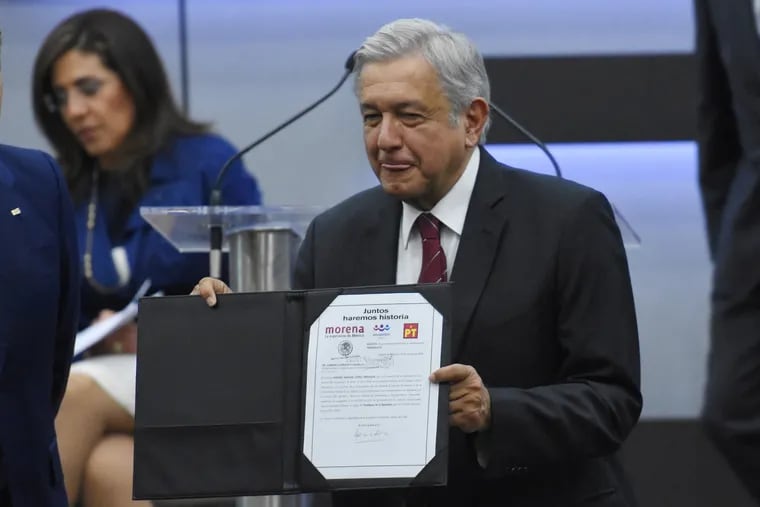Andres Manuel Lopez Obrador is seen during his registration as a candidate for president at the National Electoral Institute on March 16 in Mexico City.