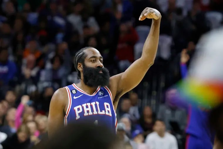 Sixers guard James Harden missed 14 games with a strained tendon in his right foot.