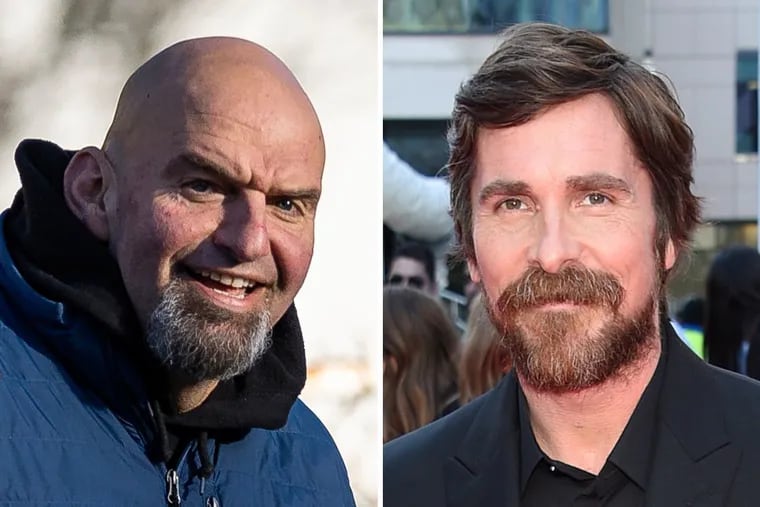 Pennsylvania's U.S. Sen.-elect John Fetterman (left) is set to appear in the Netflix crime drama "The Pale Blue Eye" starring Christian Bale.