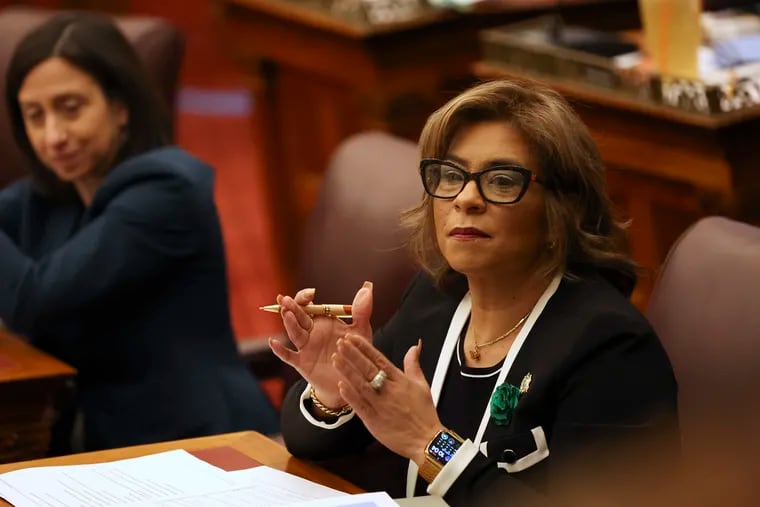 City Councilmember Quetcy Lozada sits in City Council chambers on March 14. She has advanced legislation compelling the administration to collect and share more data on homeless encampments and the use of the overdose reversal drug naloxone.