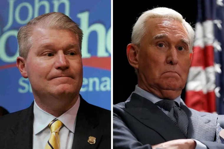 John "Johnny Doc" Dougherty (left) and Roger Stone were both the subjects of federal indictments.