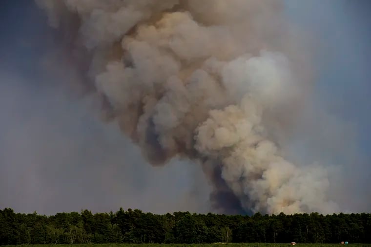 The wildfire in Wharton State Park near Hammonton, N.J.