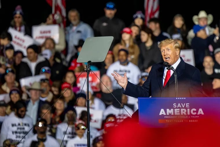 In a speech to supporters in Conroe, Texas, Saturday, former President Donald Trump said that the multiple investigations into his conduct were being led by “radical, vicious racist prosecutors.“