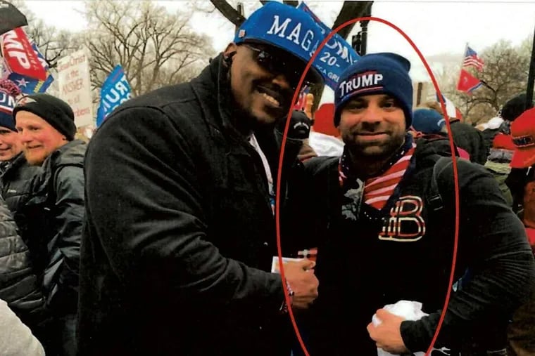 A photograph Lawrence Stackhouse (right) posted to Telegram showing himself at a the Jan. 6 rally in Washington before the storming of the Capitol building.