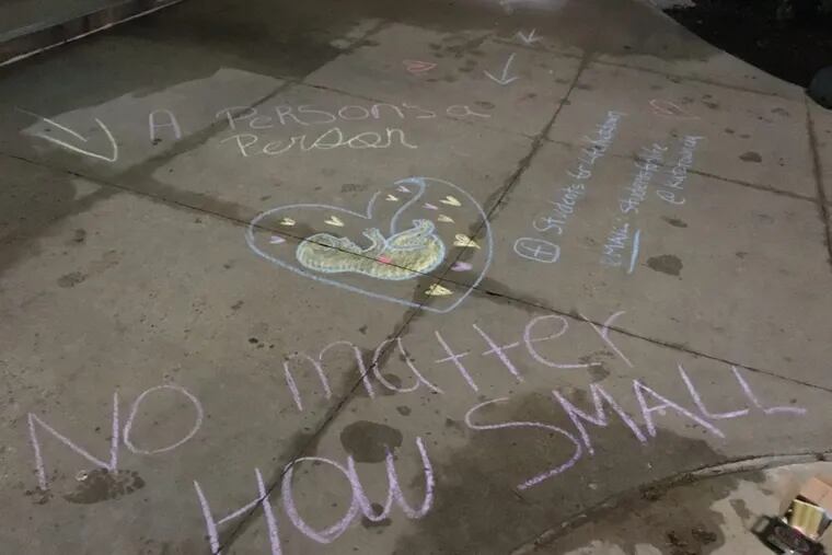 Kutztown University eased “chalking” rules after a student group wrote anti-abortion messages on sidewalks