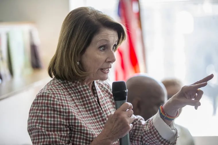 House Minority Leader Nancy Pelosi speaks to those attending a roundtable held at The Food Trust on Monday.