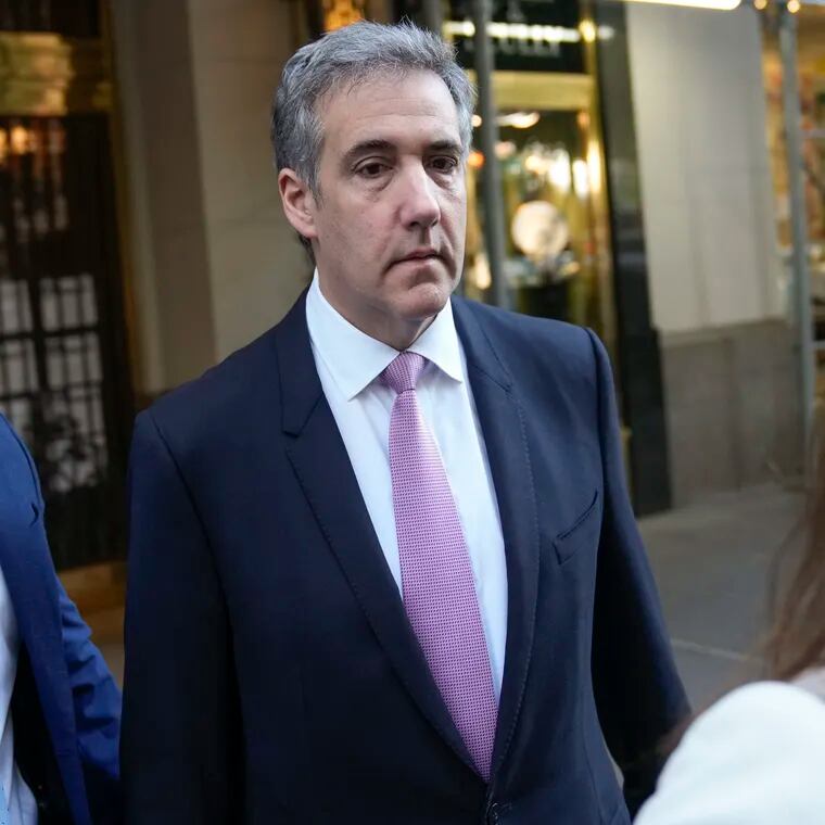 Michael Cohen leaves his apartment building on his way to Manhattan criminal court on Monday, May 20, 2024.