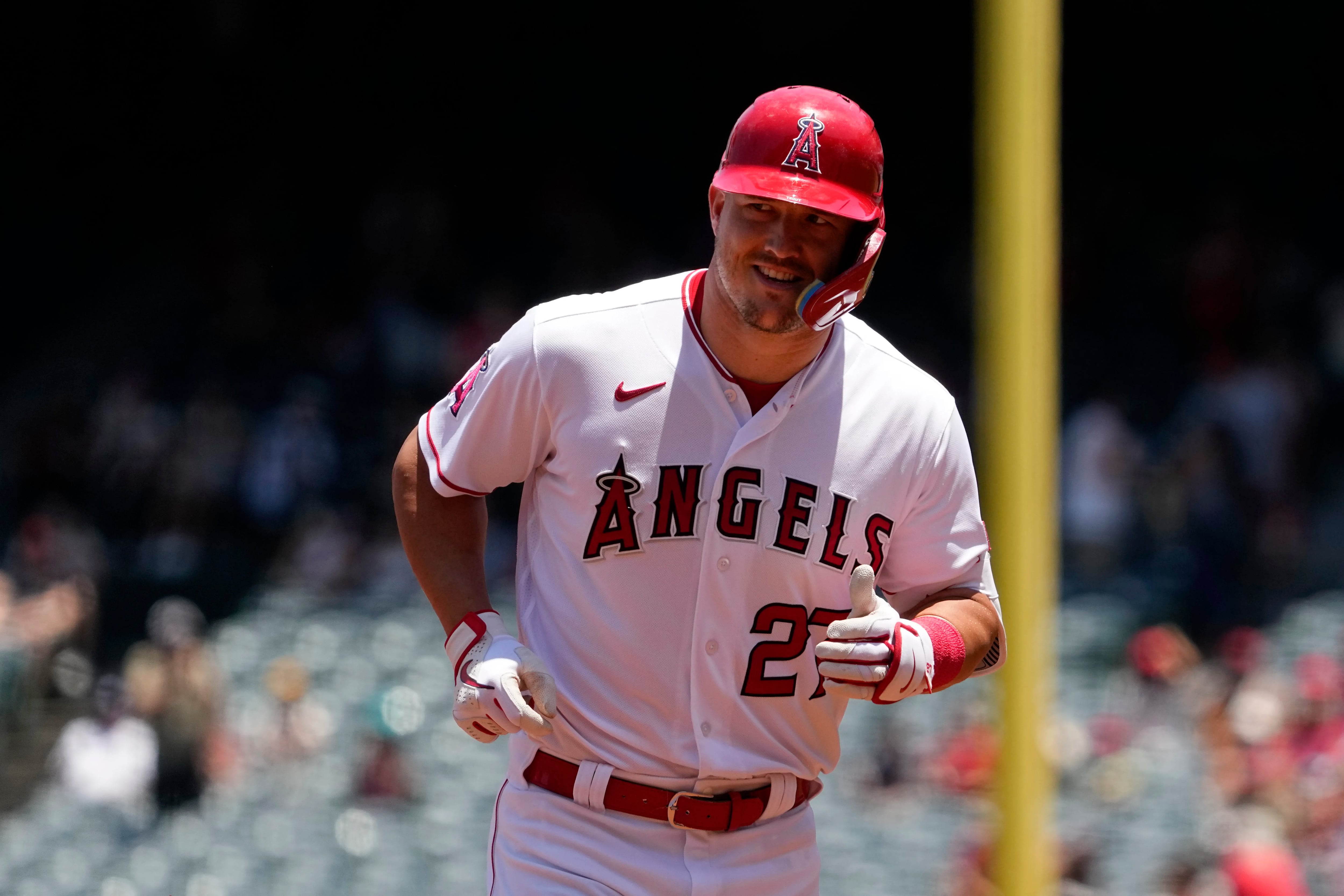 Mike Trout has seven years at $37.1 million per year left on his contract with the Angels.
