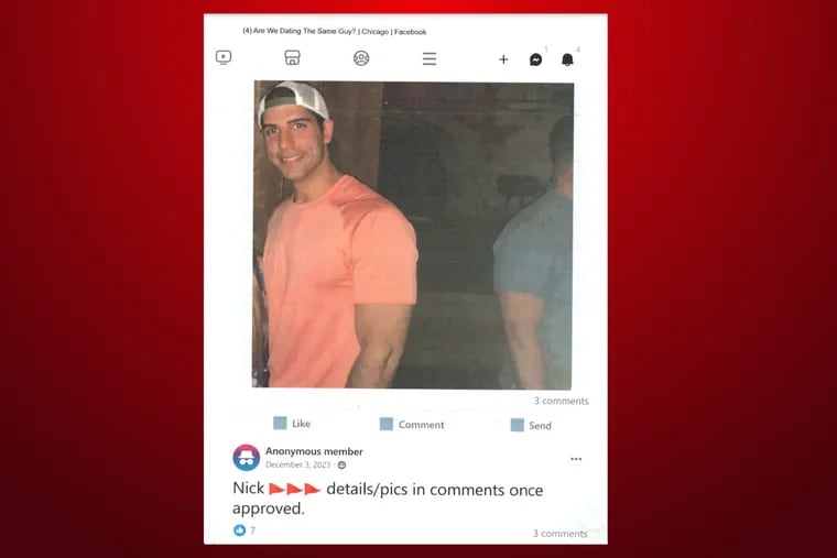 A screenshot from Nikko D’Ambrosio’s complaint. He is suing more than 50 people and companies over posts about him in an ‘Are We Dating the Same Guy’ Facebook group.