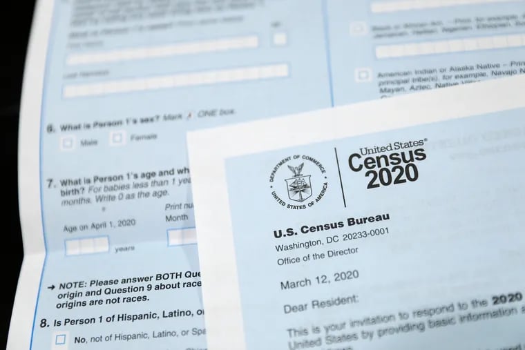 A 2020 Census letter and questionnaire are pictured in Philadelphia on Thursday, March 12, 2020.