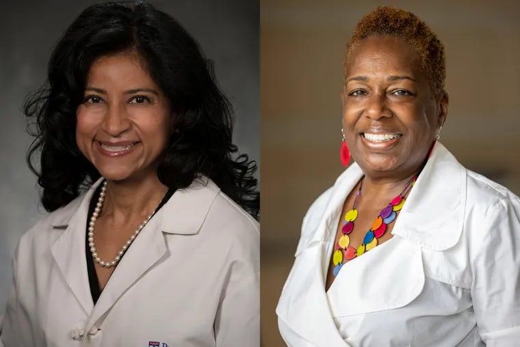 Carmen Guerra, left, is a physician, professor and associate director for diversity and outreach at Penn's Abramson Cancer Center. Armenta Washington is a senior research coordinator at the center.
