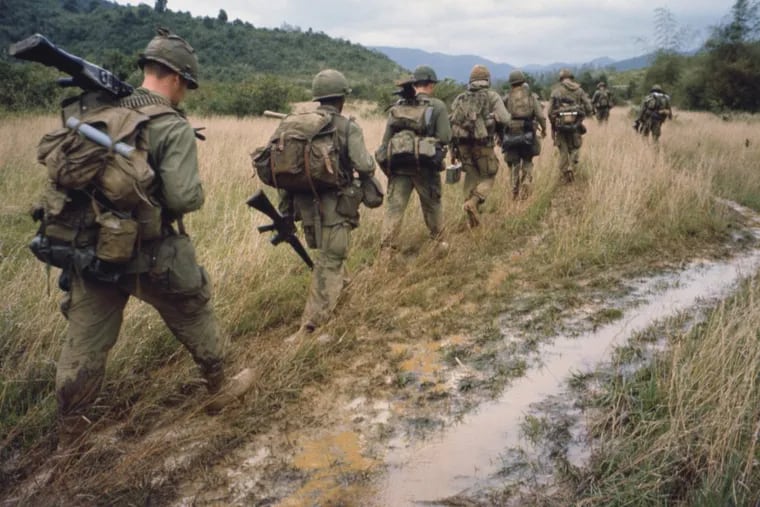 U.S. soldiers on patrol during the Vietnam War.