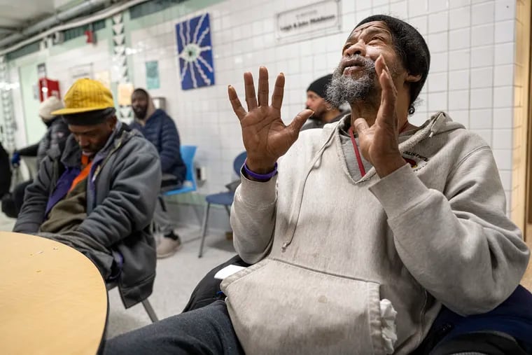 Darryl speaks to The Inquirer about his experiences of being homeless during an interview on Friday, Jan 19, 2024, at the Hub of Hope shelter in Philadelphia, Pa.