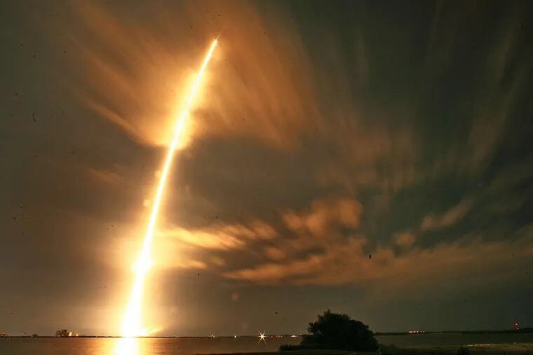A SpaceX Falcon 9 blasts off in Cape Canaveral, Fla., on Saturday, to launch the Dragon spacecraft to deliver supplies to the International Space Station.