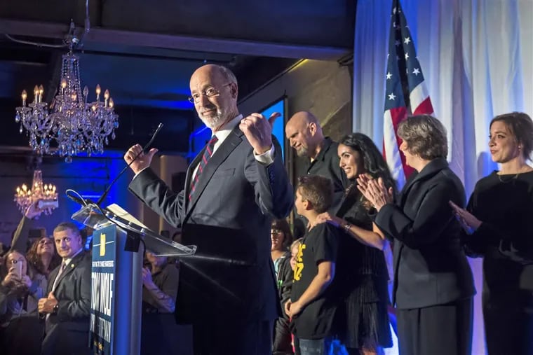 Gov. Wolf speaks to supporters after winning reelection.