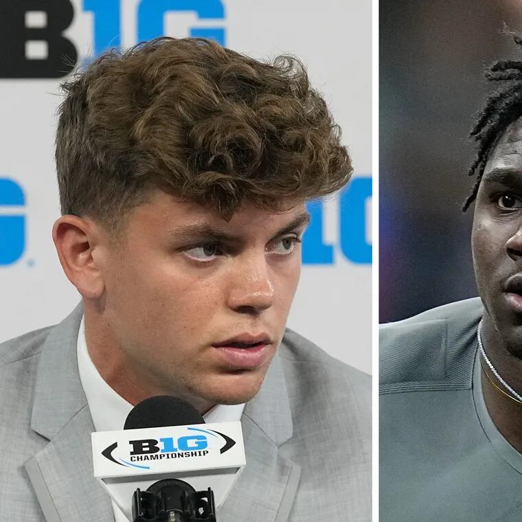 The Eagles used their second day picks to take Iowa defensive back Cooper DeJean (left) and Houston Christian edge rusher Jalyx Hunt in the 2024 NFL draft.