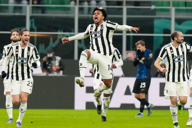Weston McKennie (center) and Juventus visit AC Milan this weekend in one of Italy's biggest games.