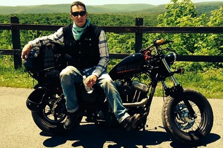 Officer Seth Stellfox sits his Harley Davidson Sportster in a photo posted on his Instagram account recently. Friends say Stellfox, 33, rode the bike cross-country recently and was on his way back home when he was killed in an accident on the Pennsylvania Turnpike outside Harrisburg. (Instagram)