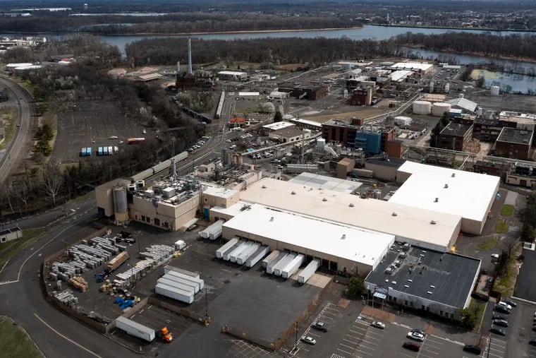 The Trinseo Altuglas facility in Bristol, Pa., where an estimated 8,100 gallons of a latex emulsion solution spilled into Otter Creek and then the Delaware River late Friday.