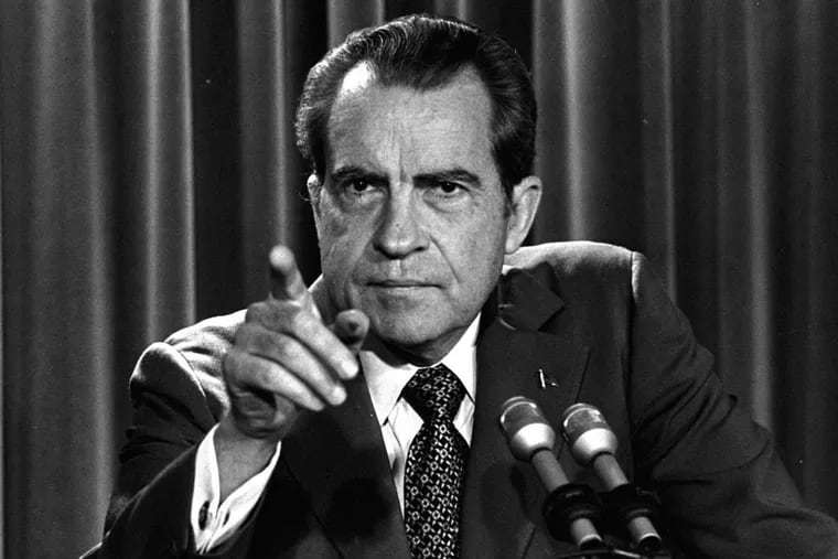 President Richard Nixon holds a White House news conference on March 15, 1973 in Washington.