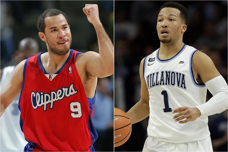 Rick Brunson during his days with the NBA’s Los Angeles Clippers (left) and Jalen Brunson in action for the Villanova Wildcats (right).