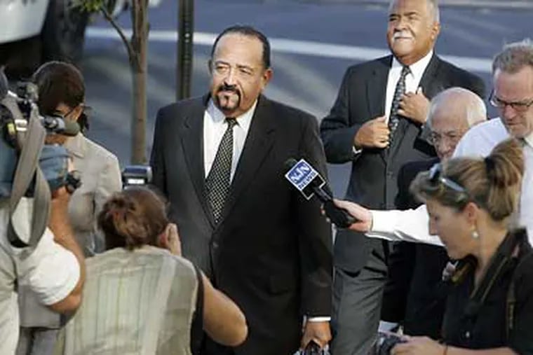 Former State Sen. Wayne Bryant, 60, arrives at federal court in Trenton for opening arguments in his corruption trial on Monday. (AP Photo/Mel Evans)