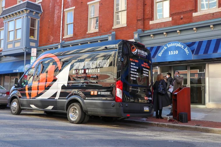 West Philadelphia's Enterprise Center provides the Biz on Wheels Curbside Business Services truck, which visits local business owners to provide resources.