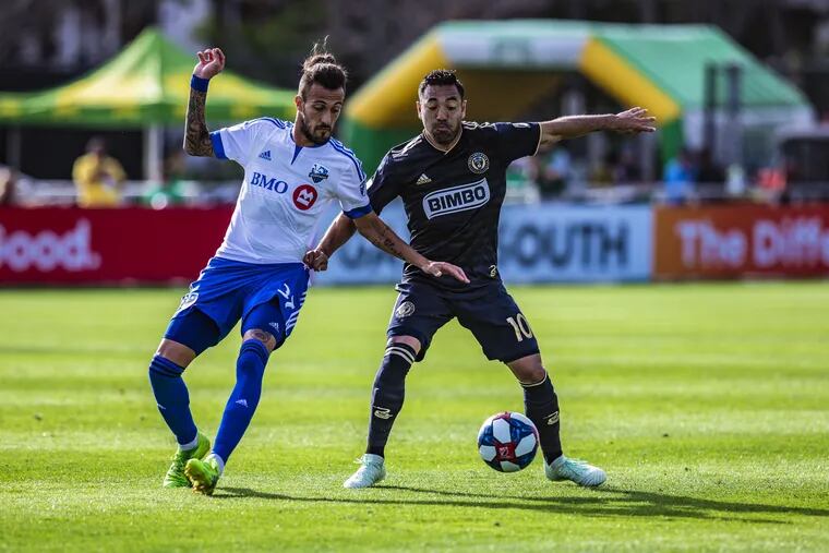 Marco Fabián made his Union debut in their preseason game against the Montreal Impact.